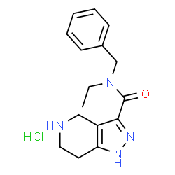 ChemSpider 2D Image | N-Benzyl-N-ethyl-4,5,6,7-tetrahydro-1H-pyrazolo[4,3-c]pyridine-3-carboxamide hydrochloride | C16H21ClN4O