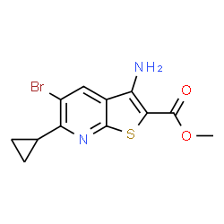 ChemSpider 2D Image | Methyl 3-amino-5-bromo-6-cyclopropylthieno[2,3-b]pyridine-2-carboxylate | C12H11BrN2O2S