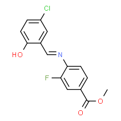 ChemSpider 2D Image | Methyl 4-[(E)-(5-chloro-2-hydroxybenzylidene)amino]-3-fluorobenzoate | C15H11ClFNO3