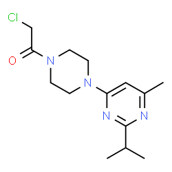 ChemSpider 2D Image | 2-Chloro-1-[4-(2-isopropyl-6-methyl-4-pyrimidinyl)-1-piperazinyl]ethanone | C14H21ClN4O