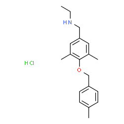 ChemSpider 2D Image | N-{3,5-Dimethyl-4-[(4-methylbenzyl)oxy]benzyl}ethanamine hydrochloride (1:1) | C19H26ClNO