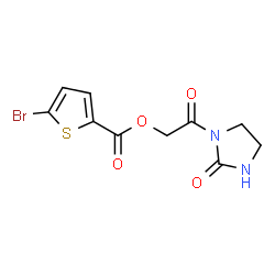 ChemSpider 2D Image | 2-Oxo-2-(2-oxo-1-imidazolidinyl)ethyl 5-bromo-2-thiophenecarboxylate | C10H9BrN2O4S