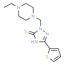 ChemSpider 2D Image | 2-[(4-Ethyl-1-piperazinyl)methyl]-5-(2-thienyl)-1,2-dihydro-3H-1,2,4-triazole-3-thione | C13H19N5S2