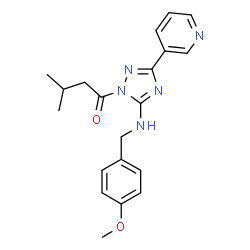 ChemSpider 2D Image | 1-{5-[(4-Methoxybenzyl)amino]-3-(3-pyridinyl)-1H-1,2,4-triazol-1-yl}-3-methyl-1-butanone | C20H23N5O2