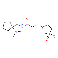 ChemSpider 2D Image | N-{[1-(Dimethylamino)cyclopentyl]methyl}-2-[(1,1-dioxidotetrahydro-3-thiophenyl)sulfanyl]acetamide | C14H26N2O3S2