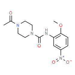 ChemSpider 2D Image | 4-Acetyl-N-(2-methoxy-5-nitrophenyl)-1-piperazinecarboxamide | C14H18N4O5