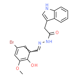 ChemSpider 2D Image | N'-[(E)-(5-Bromo-2-hydroxy-3-methoxyphenyl)methylene]-2-(1H-indol-3-yl)acetohydrazide | C18H16BrN3O3