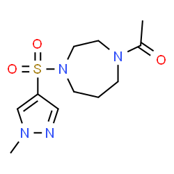 ChemSpider 2D Image | 1-{4-[(1-Methyl-1H-pyrazol-4-yl)sulfonyl]-1,4-diazepan-1-yl}ethanone | C11H18N4O3S