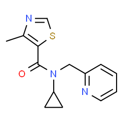 ChemSpider 2D Image | N-Cyclopropyl-4-methyl-N-(2-pyridinylmethyl)-1,3-thiazole-5-carboxamide | C14H15N3OS