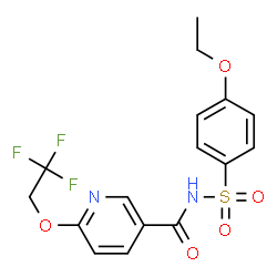 ChemSpider 2D Image | N-[(4-Ethoxyphenyl)sulfonyl]-6-(2,2,2-trifluoroethoxy)nicotinamide | C16H15F3N2O5S