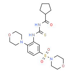 ChemSpider 2D Image | N-{[2-(4-Morpholinyl)-5-(4-morpholinylsulfonyl)phenyl]carbamothioyl}cyclopentanecarboxamide | C21H30N4O5S2