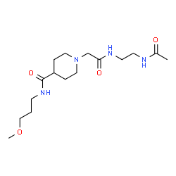 ChemSpider 2D Image | 1-{2-[(2-Acetamidoethyl)amino]-2-oxoethyl}-N-(3-methoxypropyl)-4-piperidinecarboxamide | C16H30N4O4