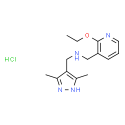 ChemSpider 2D Image | 1-(3,5-Dimethyl-1H-pyrazol-4-yl)-N-[(2-ethoxy-3-pyridinyl)methyl]methanamine hydrochloride (1:1) | C14H21ClN4O
