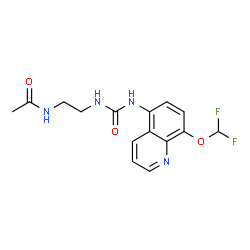 ChemSpider 2D Image | N-[2-({[8-(Difluoromethoxy)-5-quinolinyl]carbamoyl}amino)ethyl]acetamide | C15H16F2N4O3