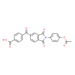 ChemSpider 2D Image | 4-{[2-(4-Acetoxyphenyl)-1,3-dioxo-2,3-dihydro-1H-isoindol-5-yl]carbonyl}benzoic acid | C24H15NO7