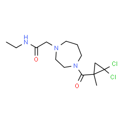 ChemSpider 2D Image | 2-{4-[(2,2-Dichloro-1-methylcyclopropyl)carbonyl]-1,4-diazepan-1-yl}-N-ethylacetamide | C14H23Cl2N3O2