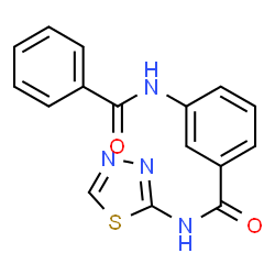 ChemSpider 2D Image | 3-(Benzoylamino)-N-(1,3,4-thiadiazol-2-yl)benzamide | C16H12N4O2S