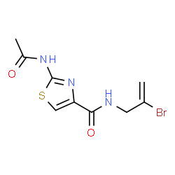 ChemSpider 2D Image | 2-Acetamido-N-(2-bromo-2-propen-1-yl)-1,3-thiazole-4-carboxamide | C9H10BrN3O2S