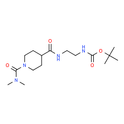 ChemSpider 2D Image | 2-Methyl-2-propanyl [2-({[1-(dimethylcarbamoyl)-4-piperidinyl]carbonyl}amino)ethyl]carbamate | C16H30N4O4
