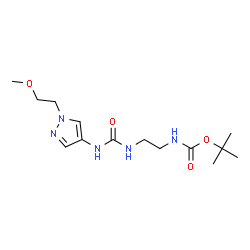ChemSpider 2D Image | 2-Methyl-2-propanyl [2-({[1-(2-methoxyethyl)-1H-pyrazol-4-yl]carbamoyl}amino)ethyl]carbamate | C14H25N5O4