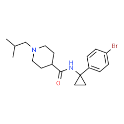 ChemSpider 2D Image | N-[1-(4-Bromophenyl)cyclopropyl]-1-isobutyl-4-piperidinecarboxamide | C19H27BrN2O