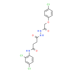 ChemSpider 2D Image | 4-{2-[(4-Chlorophenoxy)acetyl]hydrazino}-N-(2,4-dichlorophenyl)-4-oxobutanamide | C18H16Cl3N3O4