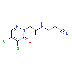 ChemSpider 2D Image | N-(2-Cyanoethyl)-2-(4,5-dichloro-6-oxo-1(6H)-pyridazinyl)acetamide | C9H8Cl2N4O2
