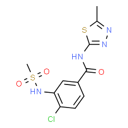 ChemSpider 2D Image | 4-Chloro-3-[(methylsulfonyl)amino]-N-(5-methyl-1,3,4-thiadiazol-2-yl)benzamide | C11H11ClN4O3S2
