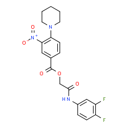 ChemSpider 2D Image | 2-[(3,4-Difluorophenyl)amino]-2-oxoethyl 3-nitro-4-(1-piperidinyl)benzoate | C20H19F2N3O5