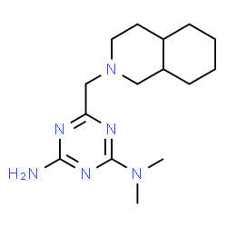 ChemSpider 2D Image | N,N-Dimethyl-6-(octahydro-2(1H)-isoquinolinylmethyl)-1,3,5-triazine-2,4-diamine | C15H26N6