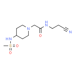 ChemSpider 2D Image | N-(2-Cyanoethyl)-2-{4-[(methylsulfonyl)amino]-1-piperidinyl}acetamide | C11H20N4O3S