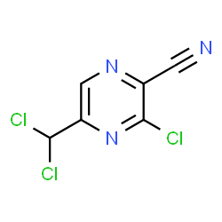 ChemSpider 2D Image | 3-Chloro-5-(dichloromethyl)-2-pyrazinecarbonitrile | C6H2Cl3N3