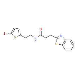ChemSpider 2D Image | 3-(1,3-Benzothiazol-2-yl)-N-[2-(5-bromo-2-thienyl)ethyl]propanamide | C16H15BrN2OS2