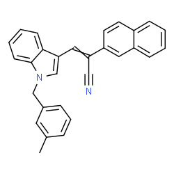 ChemSpider 2D Image | 3-[1-(3-Methylbenzyl)-1H-indol-3-yl]-2-(2-naphthyl)acrylonitrile | C29H22N2