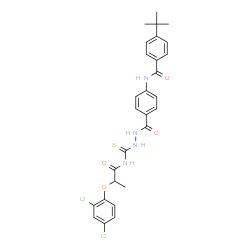 ChemSpider 2D Image | N-{4-[(2-{[2-(2,4-Dichlorophenoxy)propanoyl]carbamothioyl}hydrazino)carbonyl]phenyl}-4-(2-methyl-2-propanyl)benzamide | C28H28Cl2N4O4S
