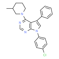 ChemSpider 2D Image | 7-(4-Chlorophenyl)-4-(3-methyl-1-piperidinyl)-5-phenyl-7H-pyrrolo[2,3-d]pyrimidine | C24H23ClN4
