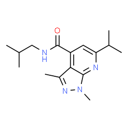 ChemSpider 2D Image | N-Isobutyl-6-isopropyl-1,3-dimethyl-1H-pyrazolo[3,4-b]pyridine-4-carboxamide | C16H24N4O