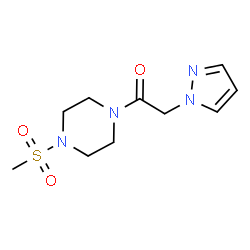 ChemSpider 2D Image | 1-[4-(Methylsulfonyl)-1-piperazinyl]-2-(1H-pyrazol-1-yl)ethanone | C10H16N4O3S
