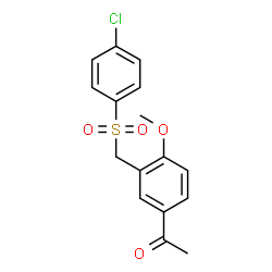 ChemSpider 2D Image | 1-(3-{[(4-Chlorophenyl)sulfonyl]methyl}-4-methoxyphenyl)ethanone | C16H15ClO4S