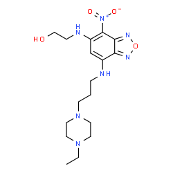 ChemSpider 2D Image | 2-[(7-{[3-(4-Ethyl-1-piperazinyl)propyl]amino}-4-nitro-2,1,3-benzoxadiazol-5-yl)amino]ethanol | C17H27N7O4