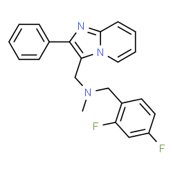 ChemSpider 2D Image | 1-(2,4-Difluorophenyl)-N-methyl-N-[(2-phenylimidazo[1,2-a]pyridin-3-yl)methyl]methanamine | C22H19F2N3