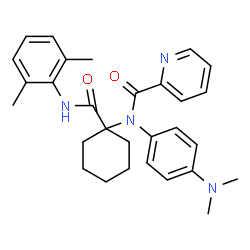 ChemSpider 2D Image | N-[4-(Dimethylamino)phenyl]-N-{1-[(2,6-dimethylphenyl)carbamoyl]cyclohexyl}-2-pyridinecarboxamide | C29H34N4O2