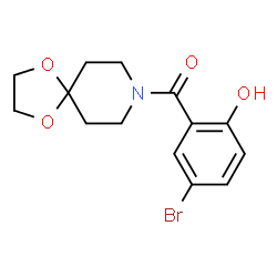 ChemSpider 2D Image | (5-Bromo-2-hydroxyphenyl)(1,4-dioxa-8-azaspiro[4.5]dec-8-yl)methanone | C14H16BrNO4