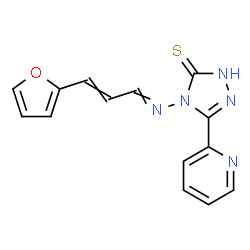 ChemSpider 2D Image | 4-{[3-(2-Furyl)-2-propen-1-ylidene]amino}-5-(2-pyridinyl)-2,4-dihydro-3H-1,2,4-triazole-3-thione | C14H11N5OS