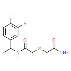 ChemSpider 2D Image | 2-[(2-Amino-2-oxoethyl)sulfanyl]-N-[1-(3,4-difluorophenyl)ethyl]acetamide | C12H14F2N2O2S