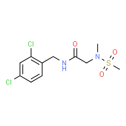 ChemSpider 2D Image | N-(2,4-Dichlorobenzyl)-N~2~-methyl-N~2~-(methylsulfonyl)glycinamide | C11H14Cl2N2O3S