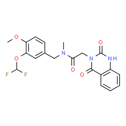 ChemSpider 2D Image | N-[3-(Difluoromethoxy)-4-methoxybenzyl]-2-(2,4-dioxo-1,4-dihydro-3(2H)-quinazolinyl)-N-methylacetamide | C20H19F2N3O5