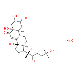 ChemSpider 2D Image | (2alpha,3alpha,5alpha,9beta,10alpha,13alpha,14beta,17alpha,22S)-2,3,5,14,20,22,25-Heptahydroxycholest-7-en-6-one hydrate (1:1) | C27H46O9