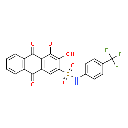 ChemSpider 2D Image | 3,4-DIHYDROXY-9,10-DIOXO-N-[4-(TRIFLUOROMETHYL)PHENYL]ANTHRACENE-2-SULFONAMIDE | C21H12F3NO6S
