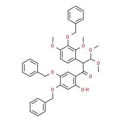 ChemSpider 2D Image | 2-[3-(Benzyloxy)-2,4-dimethoxyphenyl]-1-[4,5-bis(benzyloxy)-2-hydroxyphenyl]-3,3-dimethoxy-1-propanone | C40H40O9